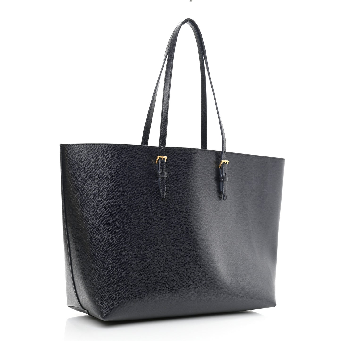 Grained Calfskin Large Shopping Tote Navy