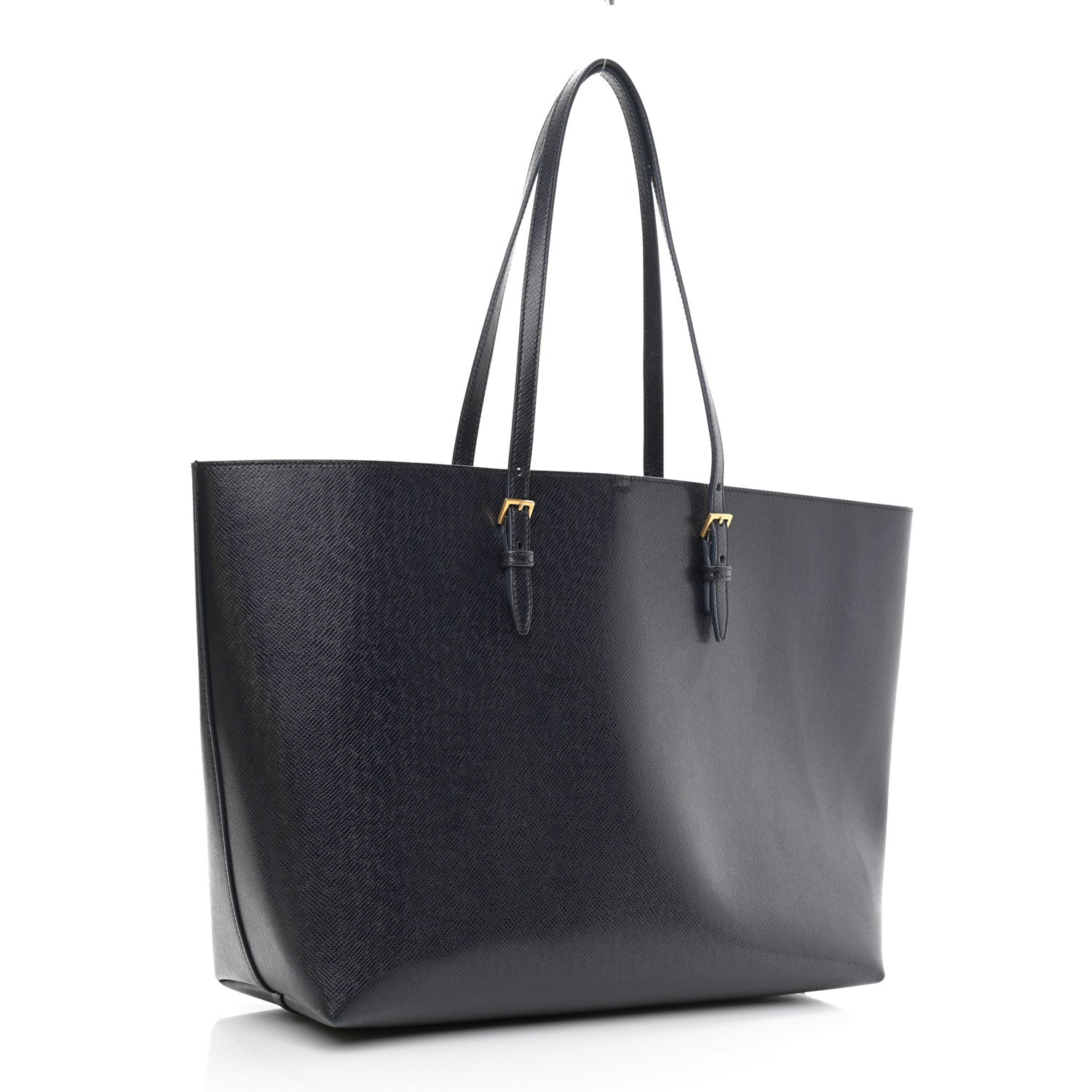 Saint Laurent Grained Calfskin Large Shopping Tote Navy 3 of 9