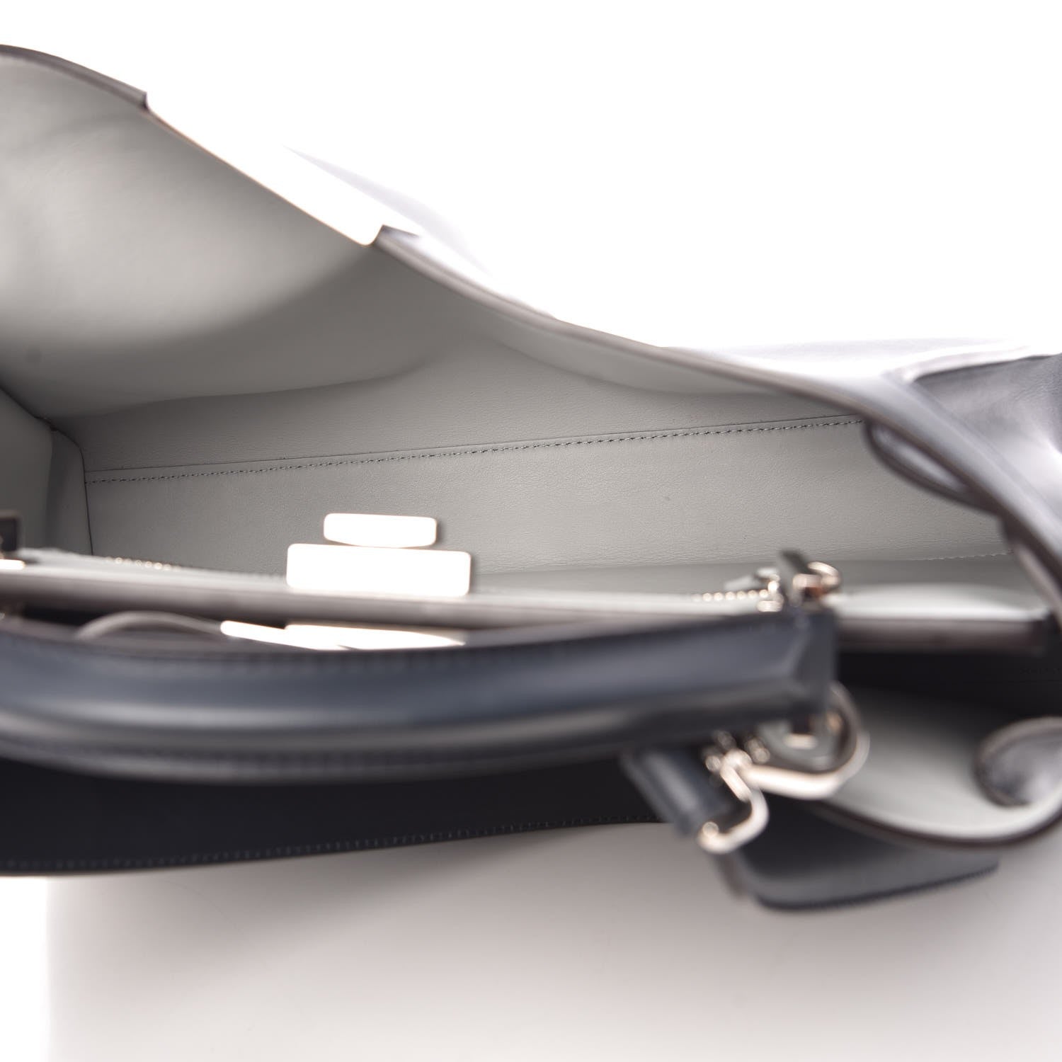 Fendi Vitello Tahiti Burro Large Peekaboo Iconic Essentially Satchel Blue Notte Grigio Perla 6 of 9