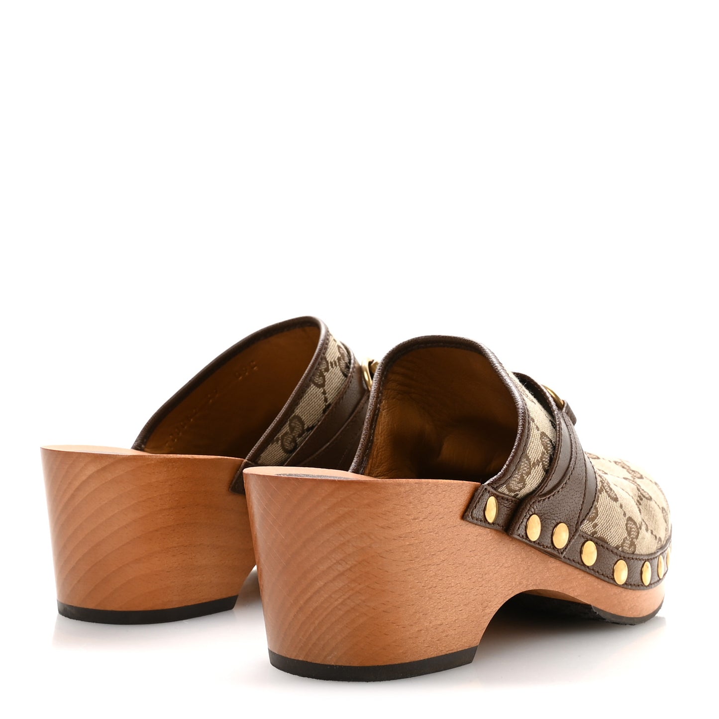 Monogram Goatskin Horsebit Clog Mules 39 Beige Ebony Brown Sugar