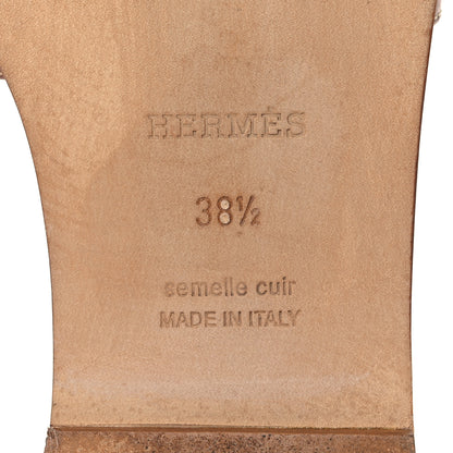 Hermes Box Calfskin Oran Sandals 38.5 Gold 6 of 10