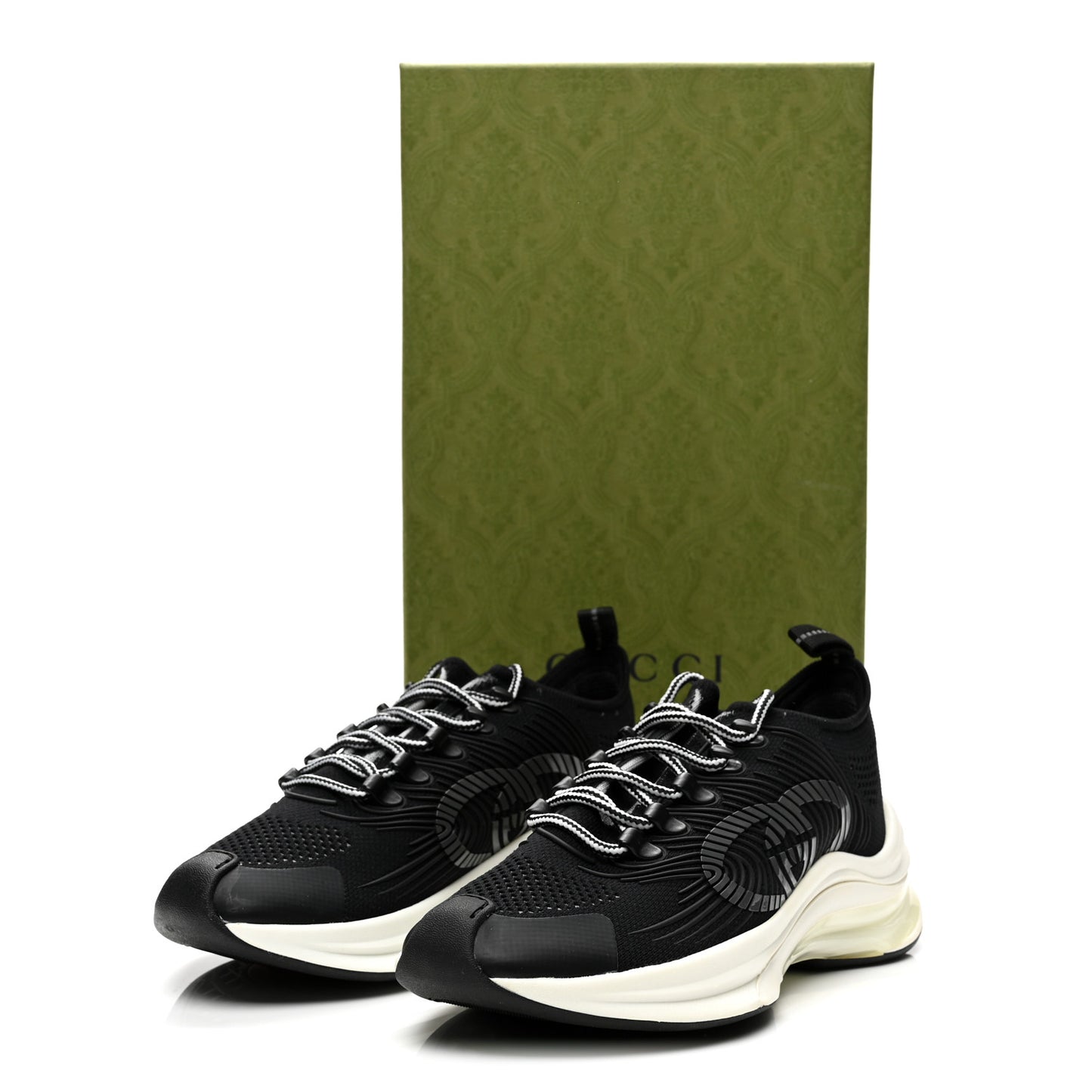 Technical Knit Fabric Waves Womens Gucci Run Sneakers 37 Black Loess