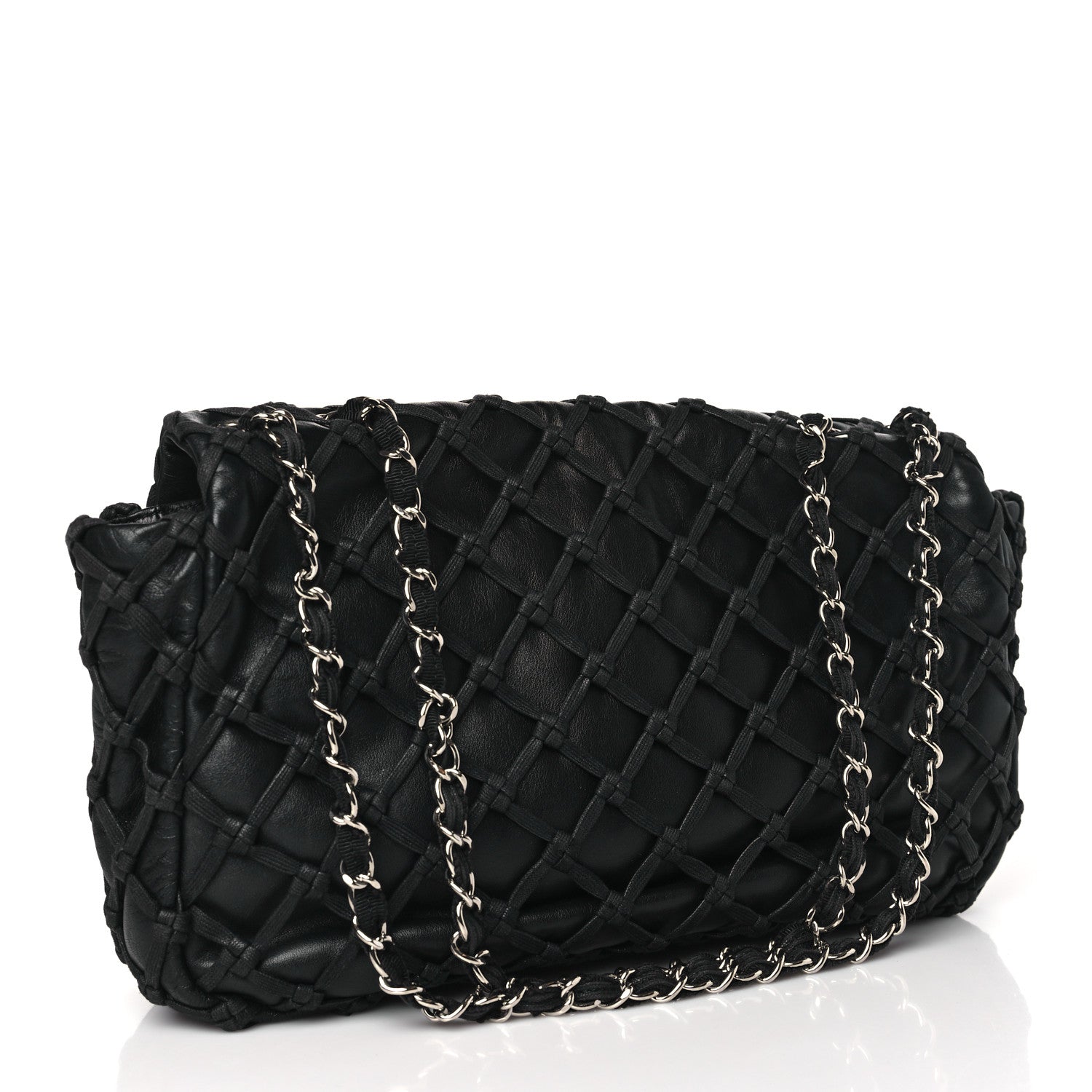 Chanel Lambskin Jumbo Canebiers Net Flap Black 3 of 11