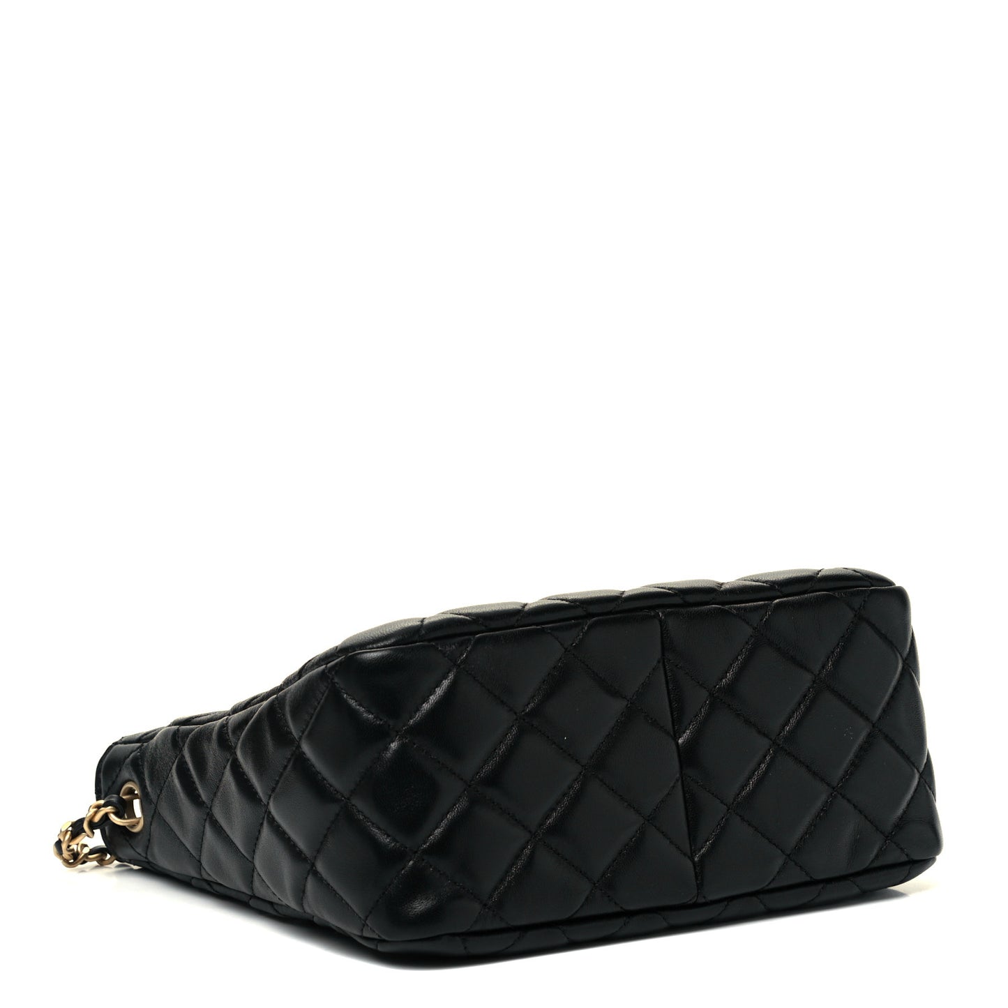 Lambskin Quilted Small Pearl Crush Hobo Black