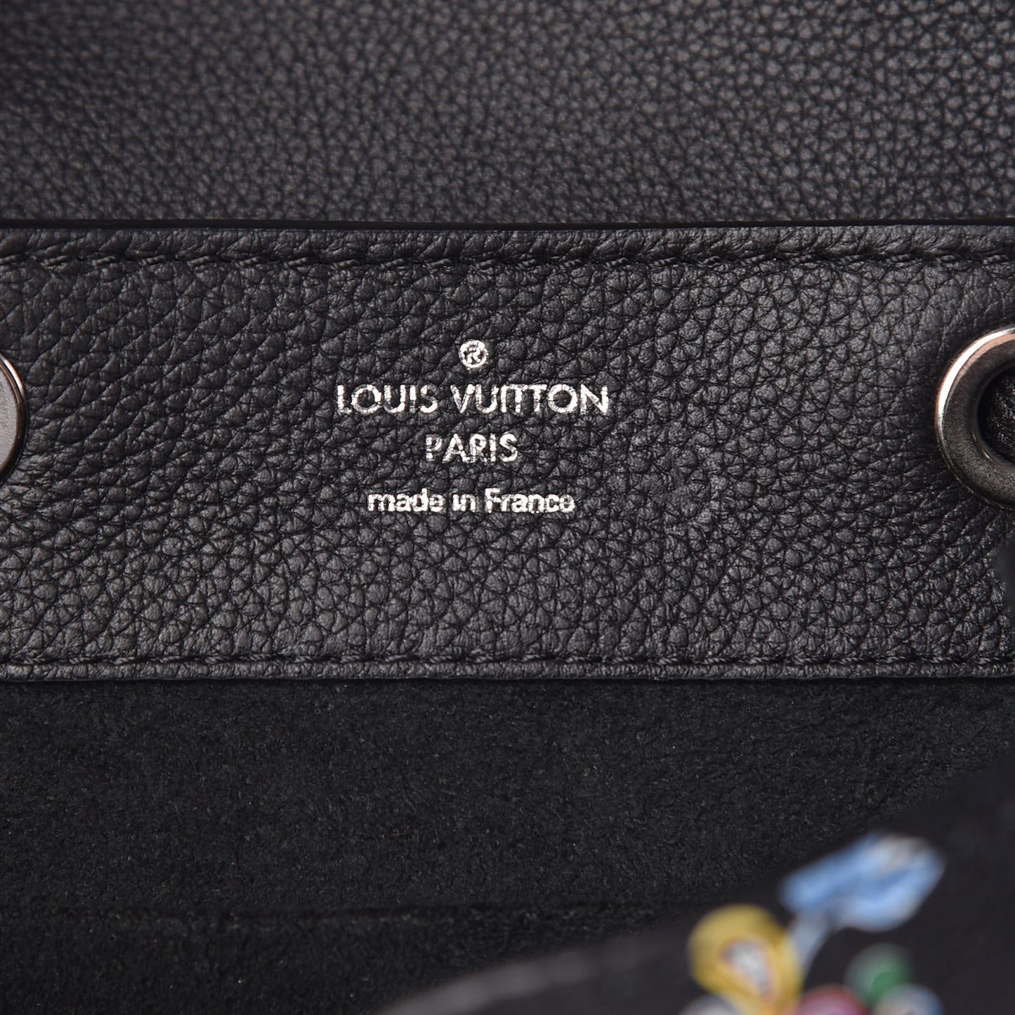 Calfskin Flower Lockme Mini Backpack Black Multicolor