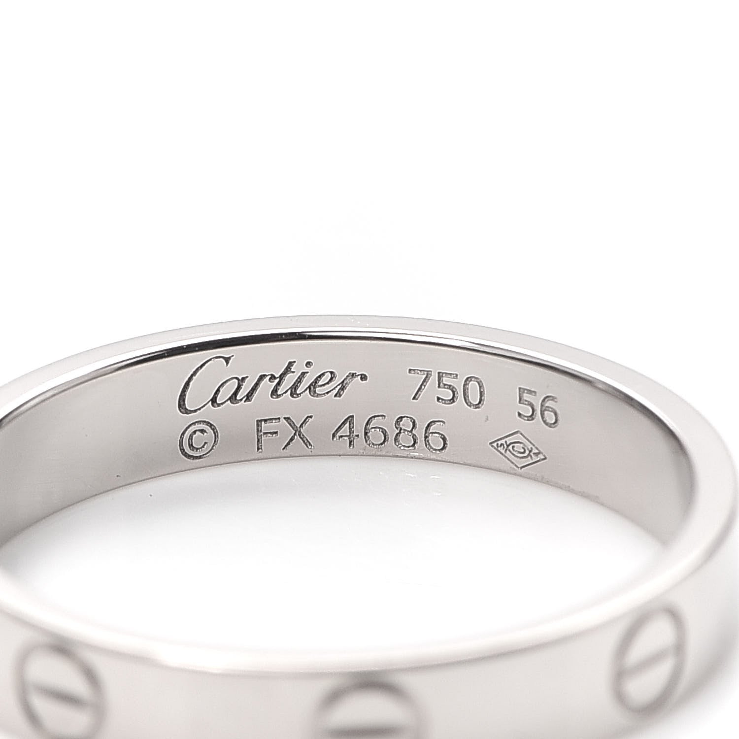 Cartier 18K White Gold 3.5mm LOVE Wedding Band Ring 56 7.5 4 of 4