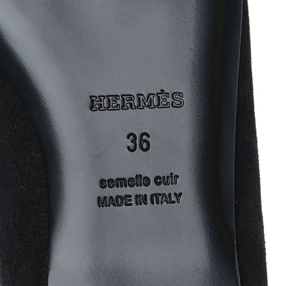 Hermes Suede Goatskin Crystal Douce Ballerina Flats 36 Black 6 of 8