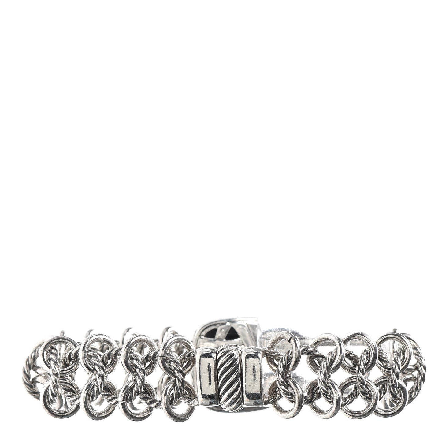 Sterling Silver Diamond Black Onyx Albion Cable Chain Bracelet