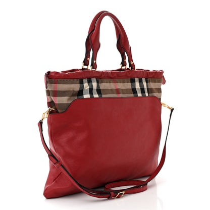 Burberry Soft Calfskin House Check Big Crush Tote Military Red 3 of 11