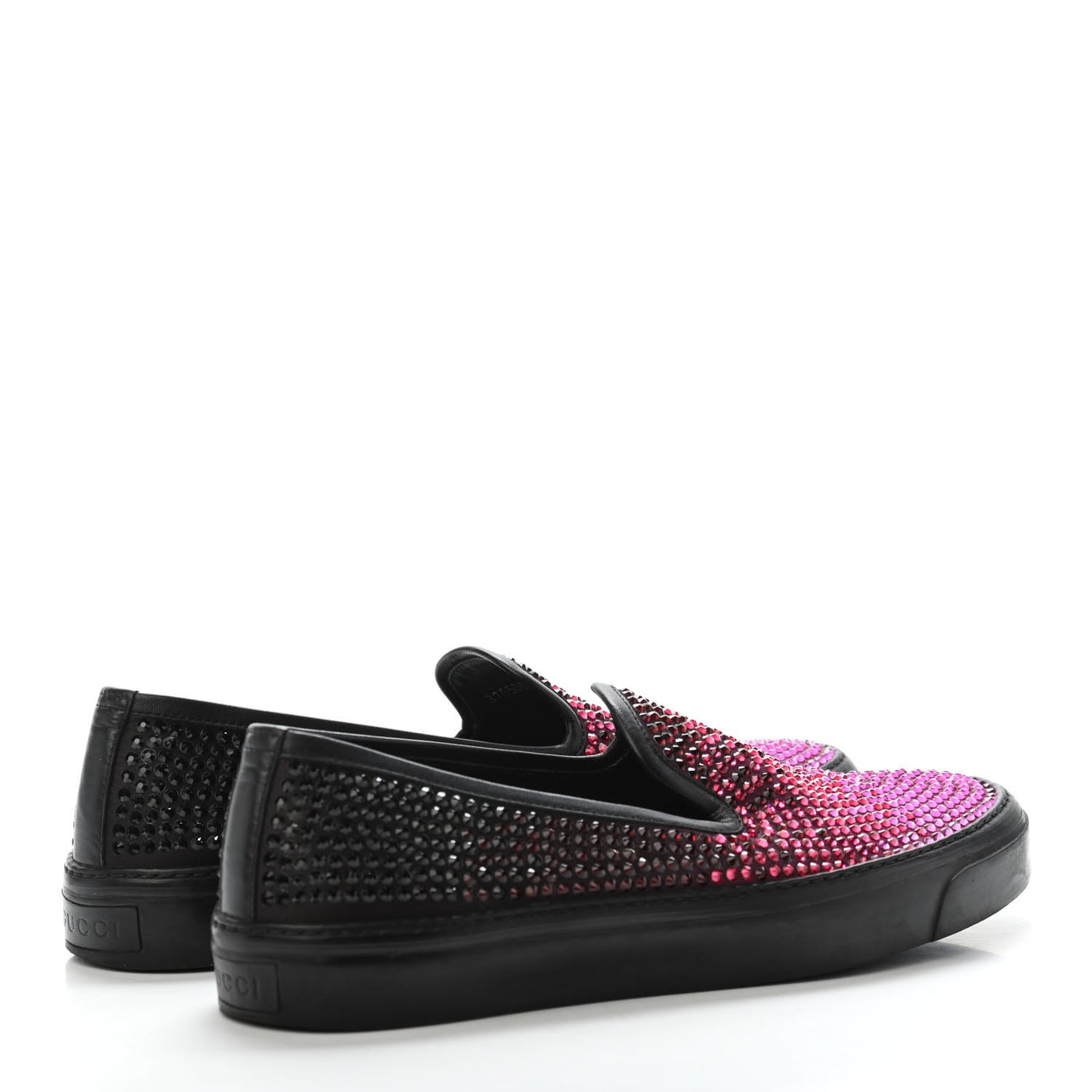 Crystal Satin Moorea Degrade Slip-On Sneakers 37.5 Fuchsia Black