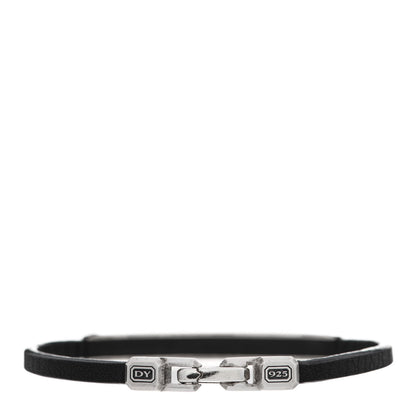 David Yurman Sterling Silver Black Diamond Leather Mens Streamline ID Bracelet 2 of 4