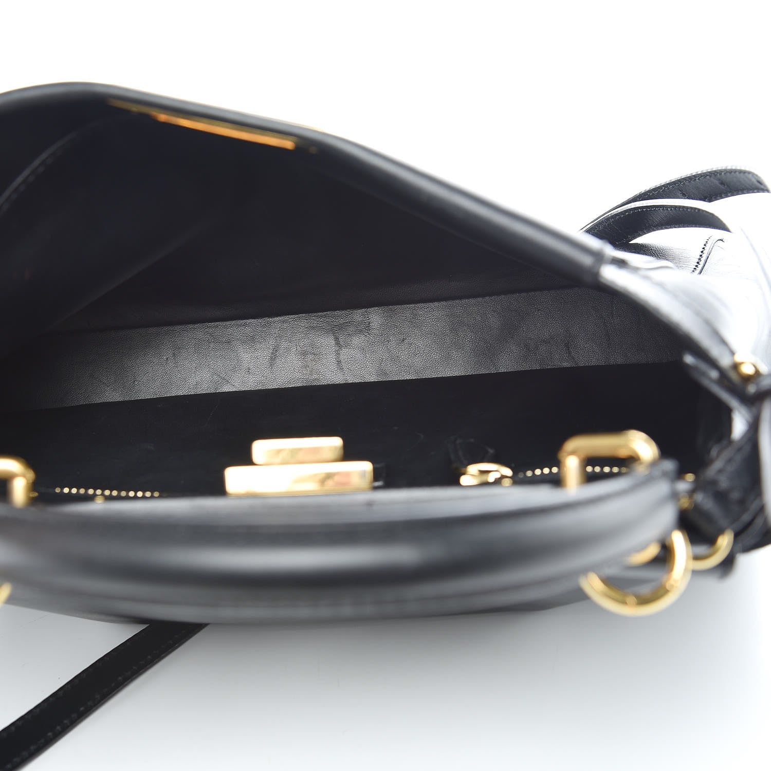 Fendi Vitello Morgan Shiny Nappa Medium Peekaboo Iconic Satchel Black 6 of 14