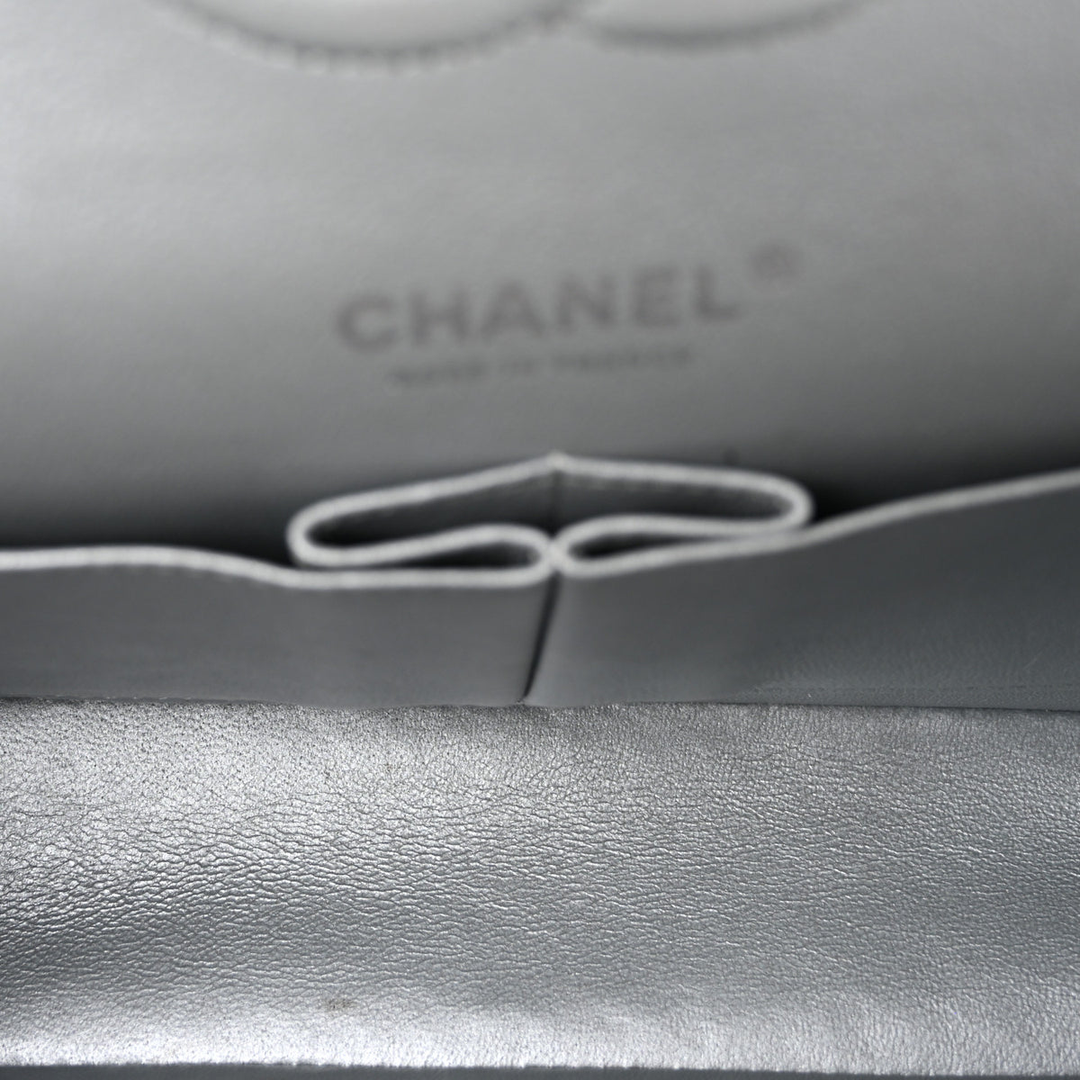 Metallic Lambskin Quilted Medium Double Flap Silver