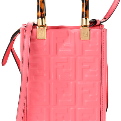 Fendi Vitello Plexiglass FF Embossed Mini Fendi Sunshine Shopper Tote Pink Dalia 8 of 11