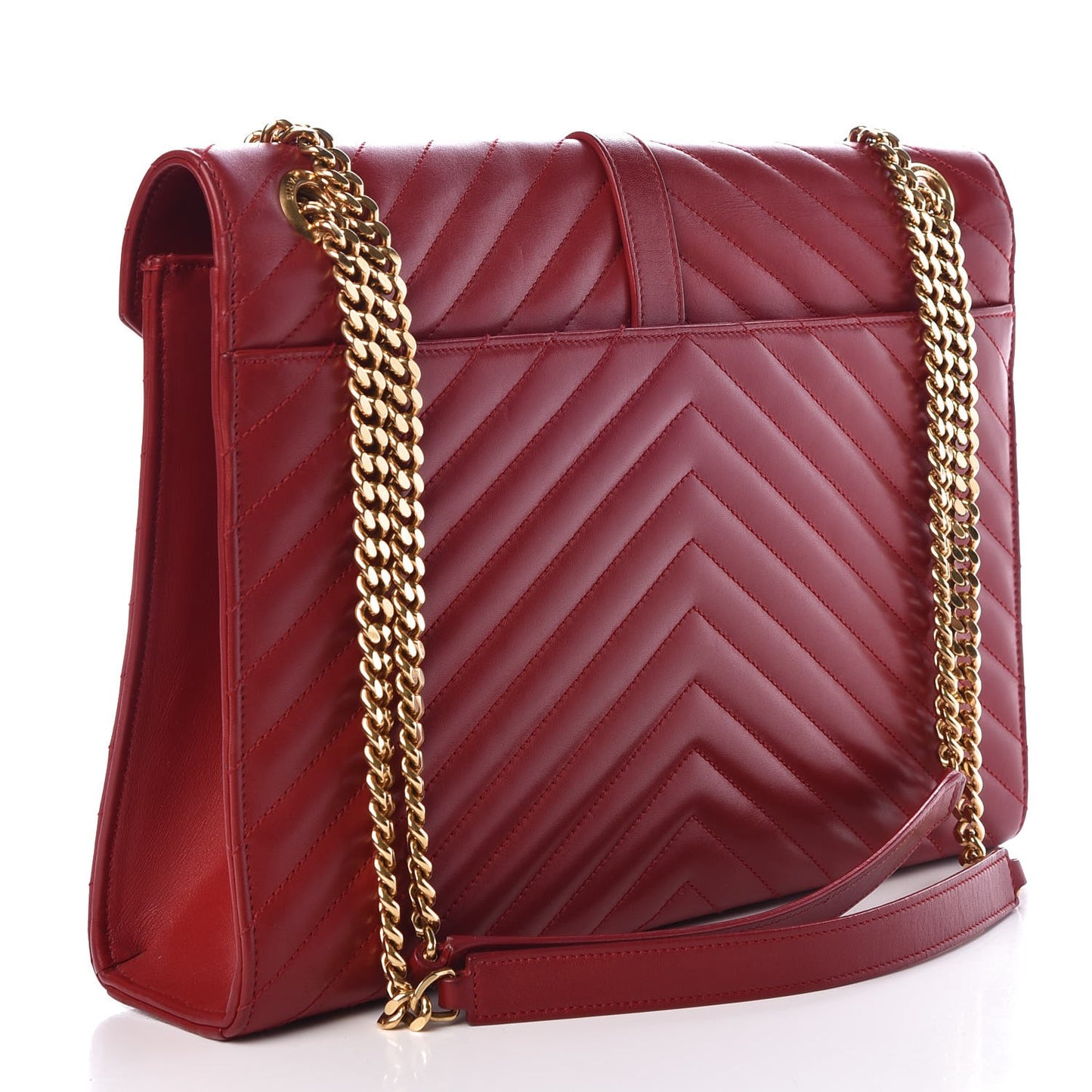 Lambskin Matelasse Chevron Large Monogram Satchel Red