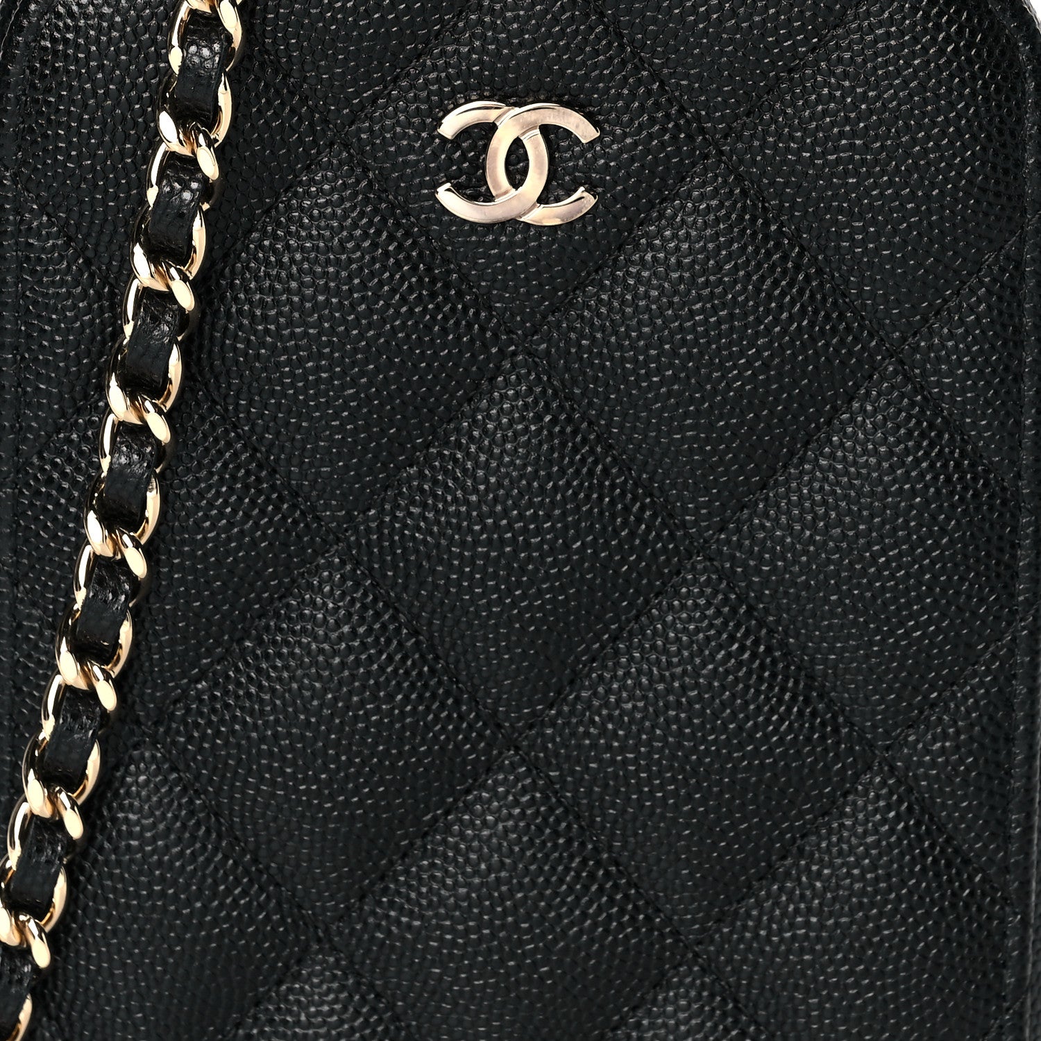 Chanel Caviar Quilted Phone Holder Wallet On Chain WOC Black 7 of 9