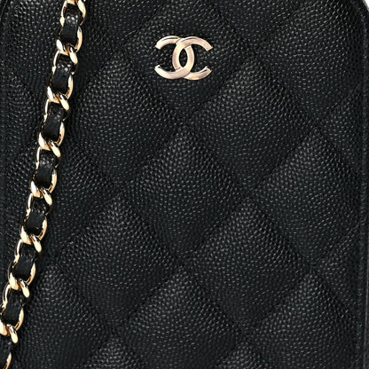 Chanel Caviar Quilted Phone Holder Wallet On Chain WOC Black 7 of 9