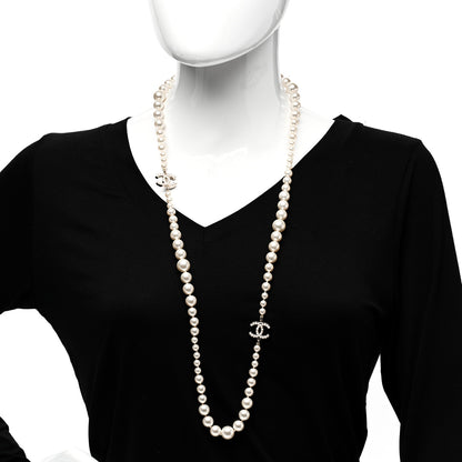 Chanel Graduated Pearl CC Long Necklace Gold 2 of 5