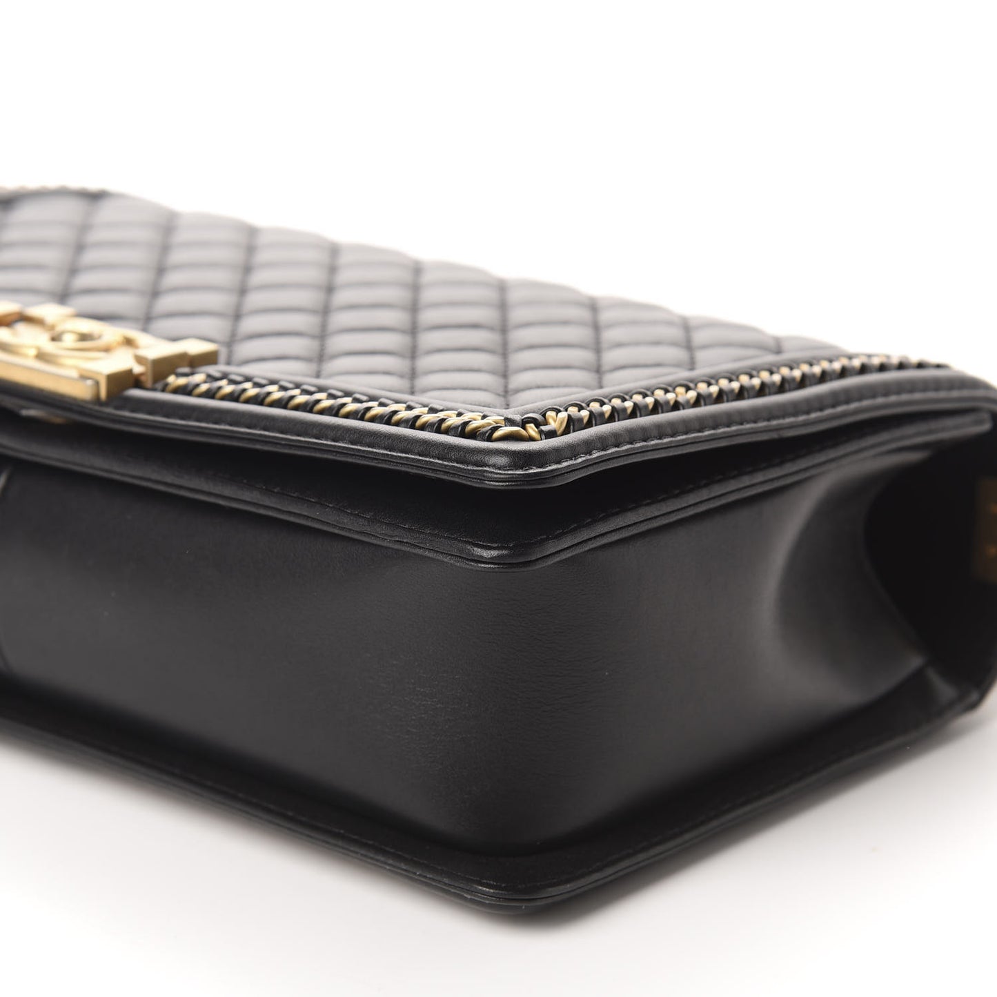 Calfskin Quilted New Medium Boy Top Handle Flap Black