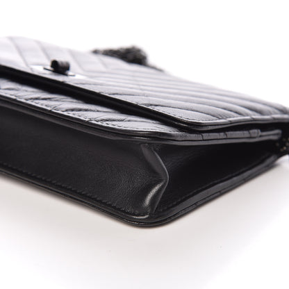 Chanel Aged Calfskin Chevron Quilted Reissue Wallet On Chain WOC So Black 9 of 9