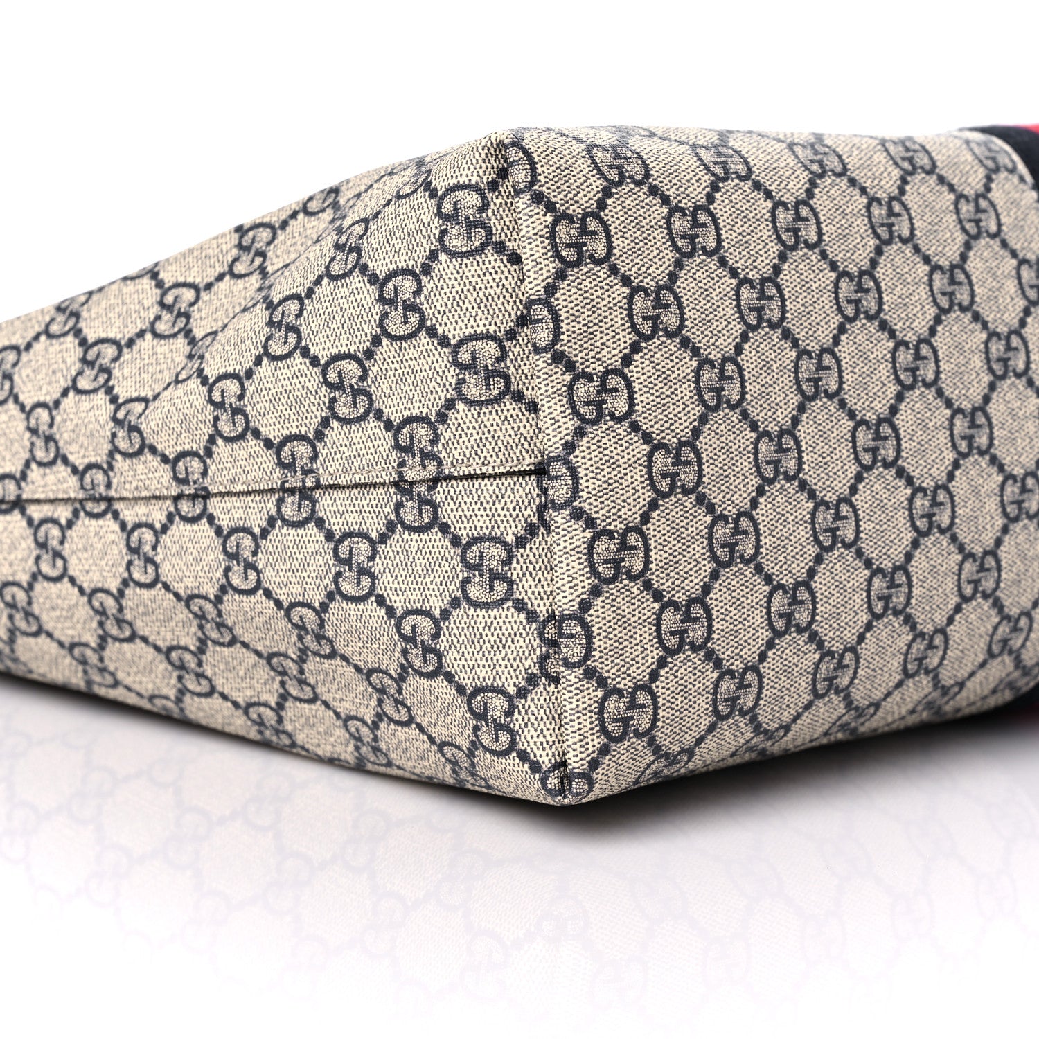 Gucci GG Supreme Monogram Textured Calfskin Web Medium Ophidia Shopping Tote Beige Blue 8 of 10