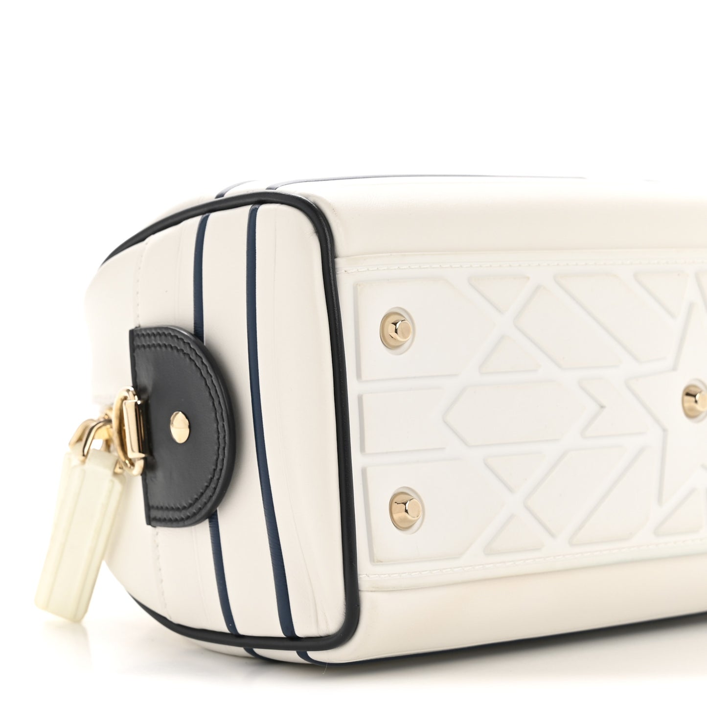 Calfskin Small Dior Vibe Zip Bowling Bag White