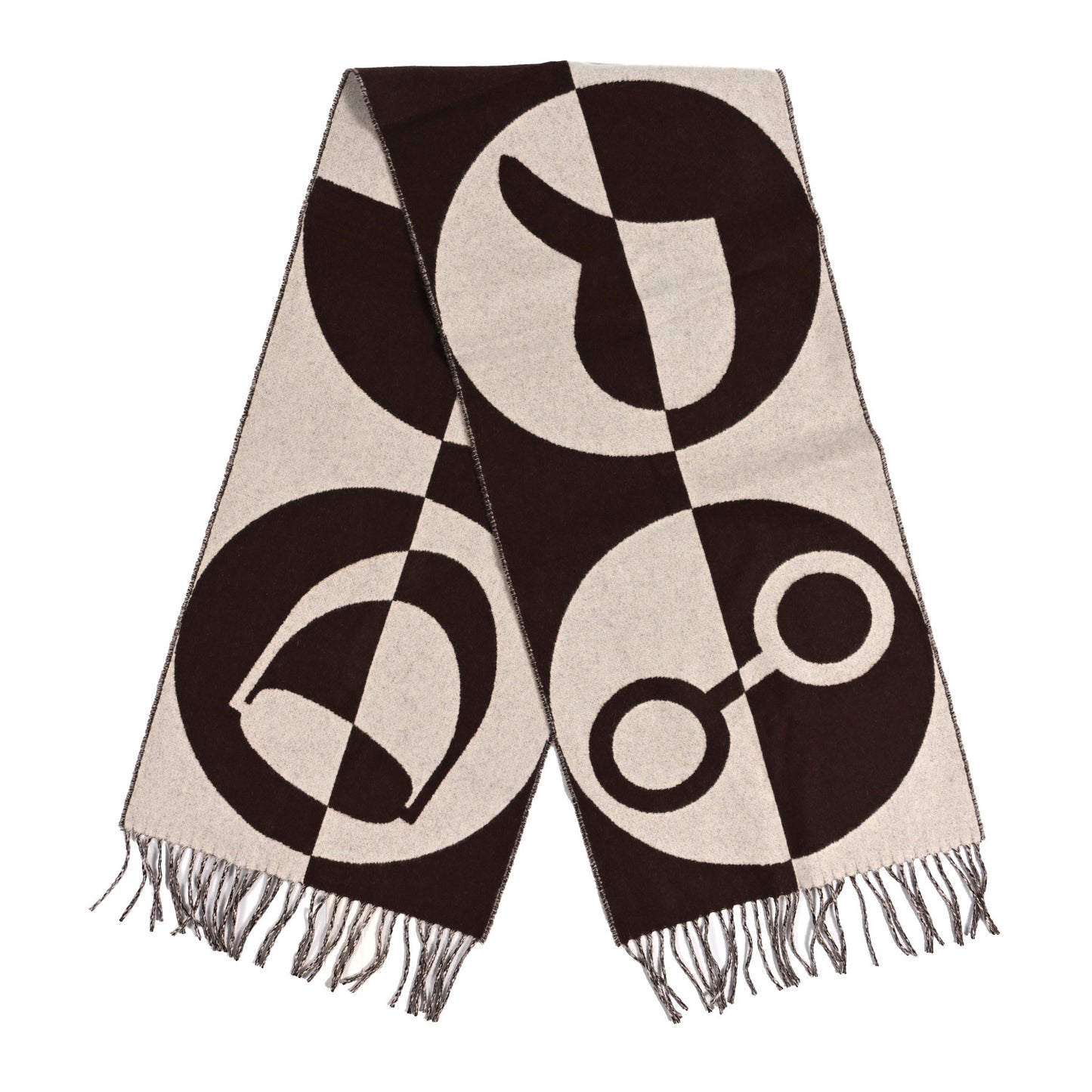 Cashmere Casaque Charms Muffler Brun Chocolat Ivoire