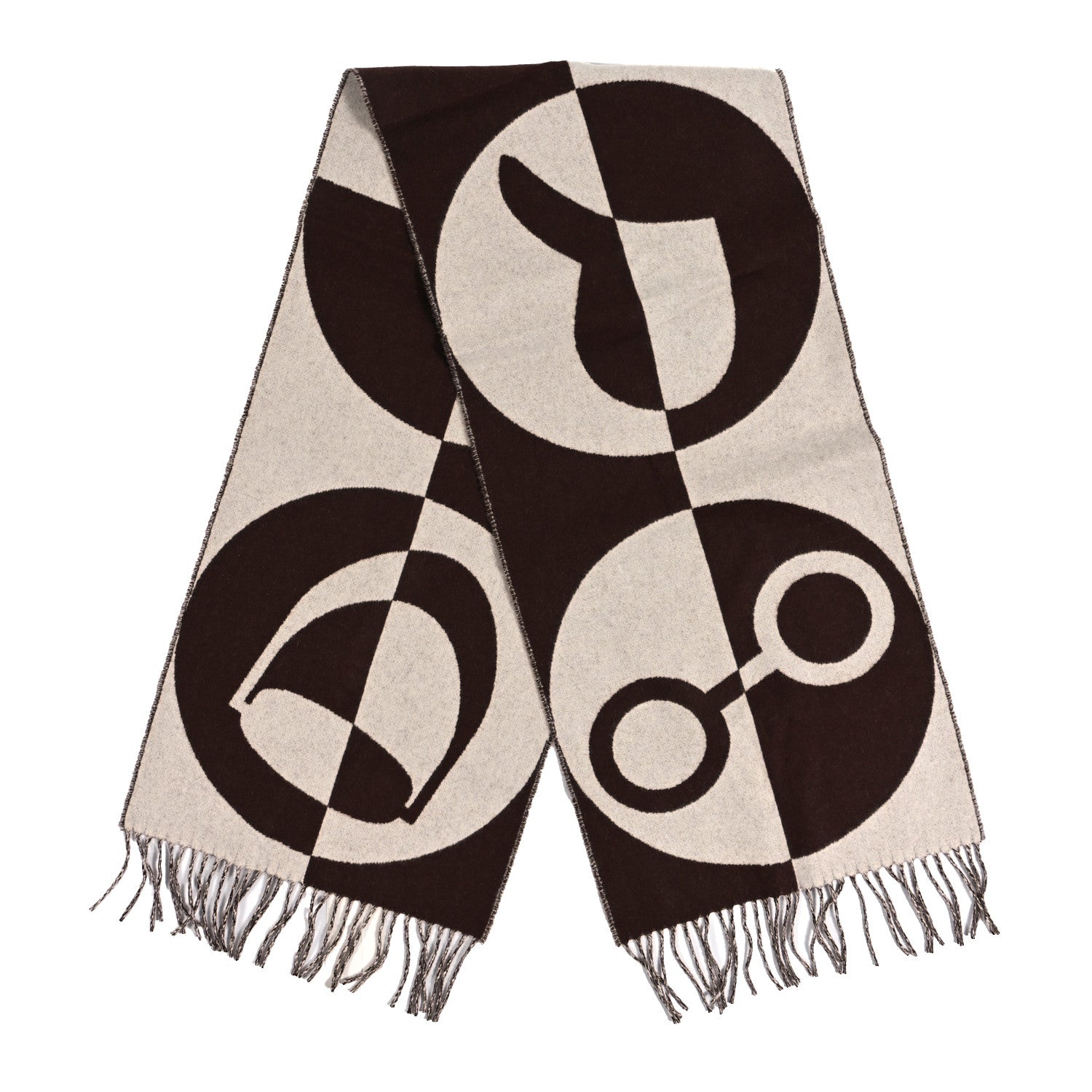 Hermes Cashmere Casaque Charms Muffler Brun Chocolat Ivoire 2 of 3