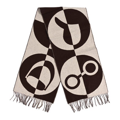 Hermes Cashmere Casaque Charms Muffler Brun Chocolat Ivoire 2 of 3