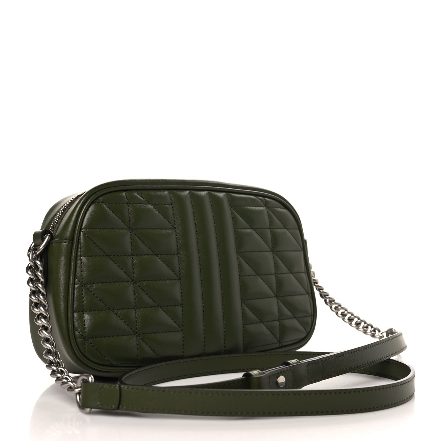 Calfskin Matelasse Aria Small GG Marmont Chain Shoulder Bag Military Wood