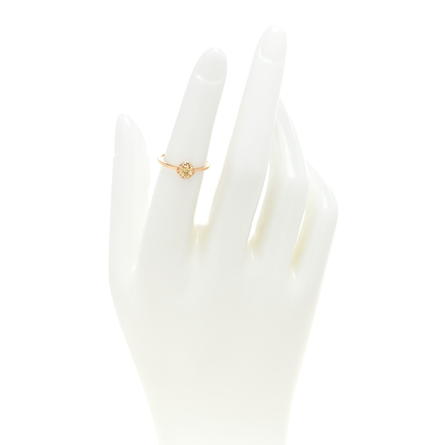 Gucci 18K Yellow Gold Beryl Interlocking Ring 49 5 2 of 4
