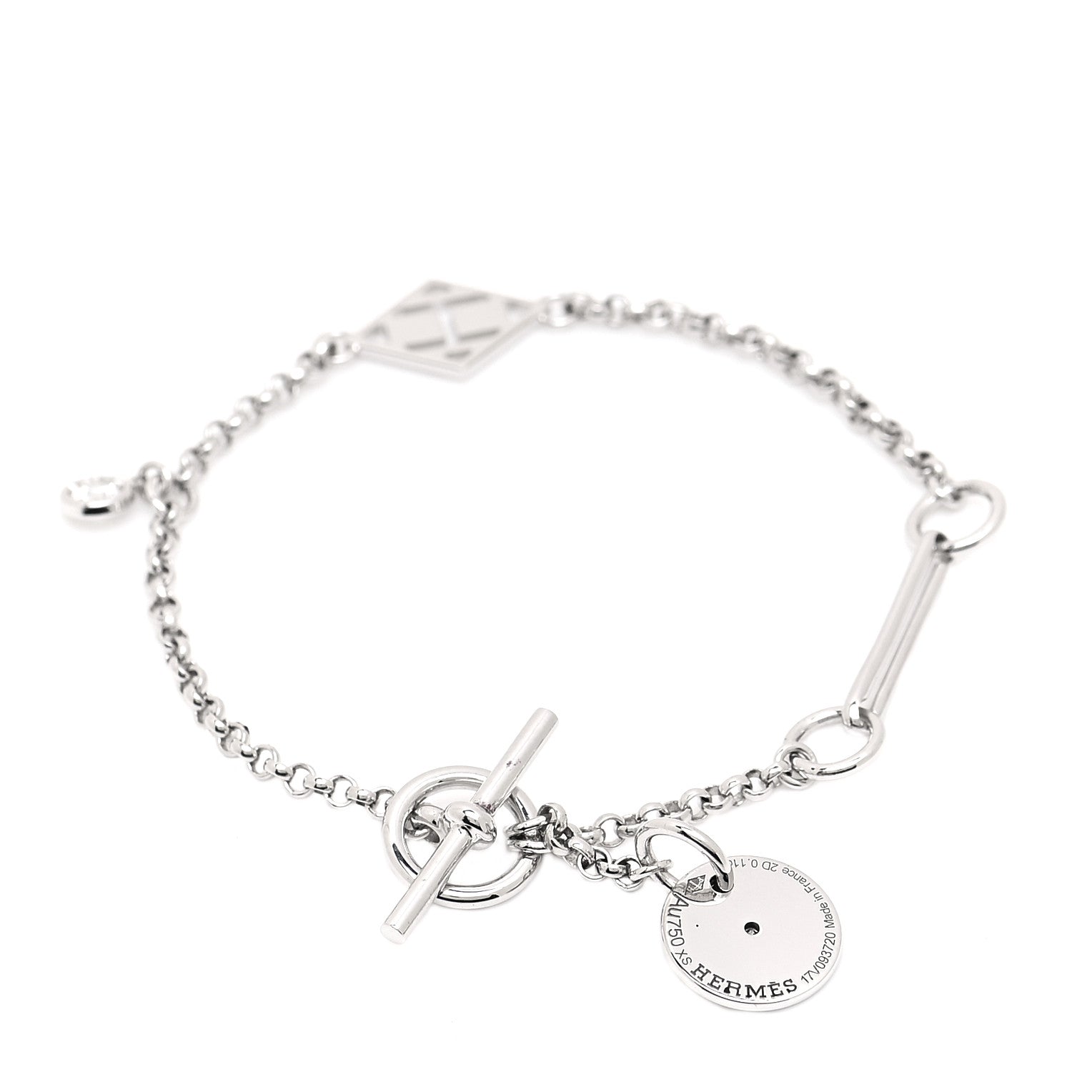 Hermes 18K White Gold Diamond Gambade Bracelet 3 of 5