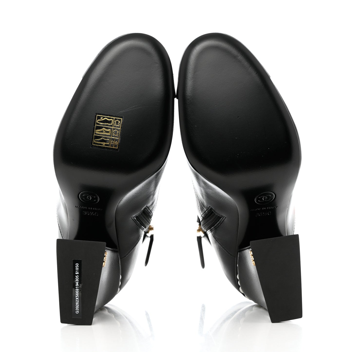 Goatskin Pearl Cap Toe Boots 36.5 Black