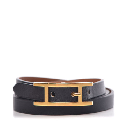 Hermes Chamonix Hapi 3MM Triple Tour Wrap Bracelet S Black 1 of 7
