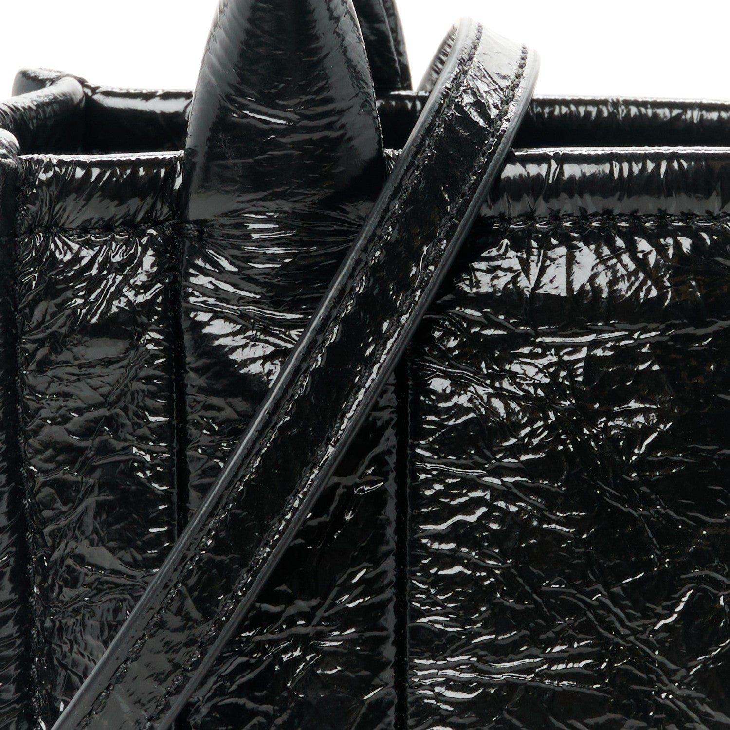 Marc Jacobs Shiny Crinkled Calfskin Mini The Tote Bag Black 9 of 11