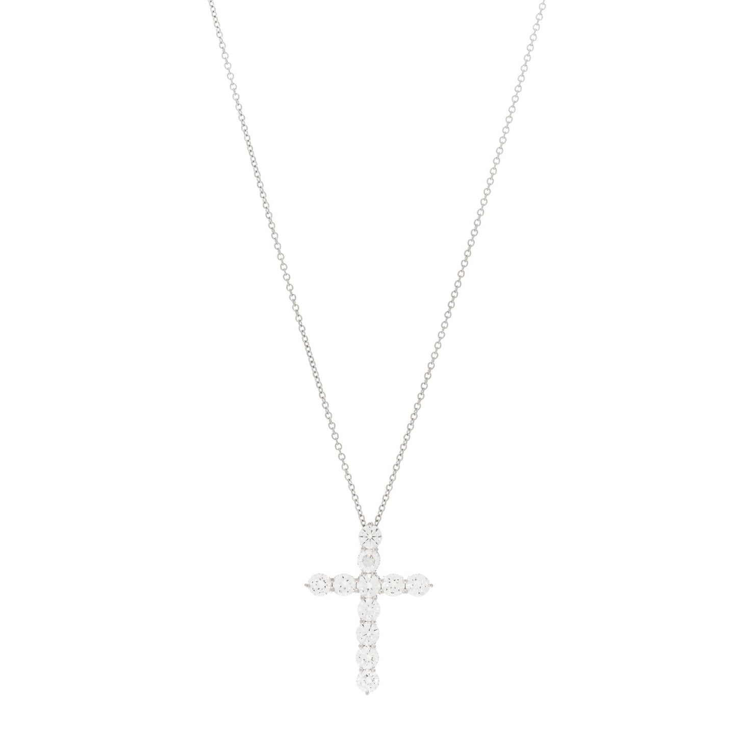 Platinum Diamond Large Cross Pendant Necklace