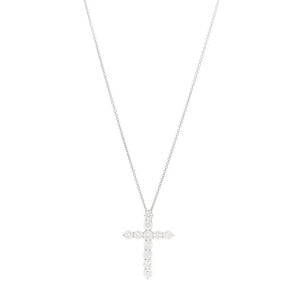 Tiffany Platinum Diamond Large Cross Pendant Necklace 1 of 4