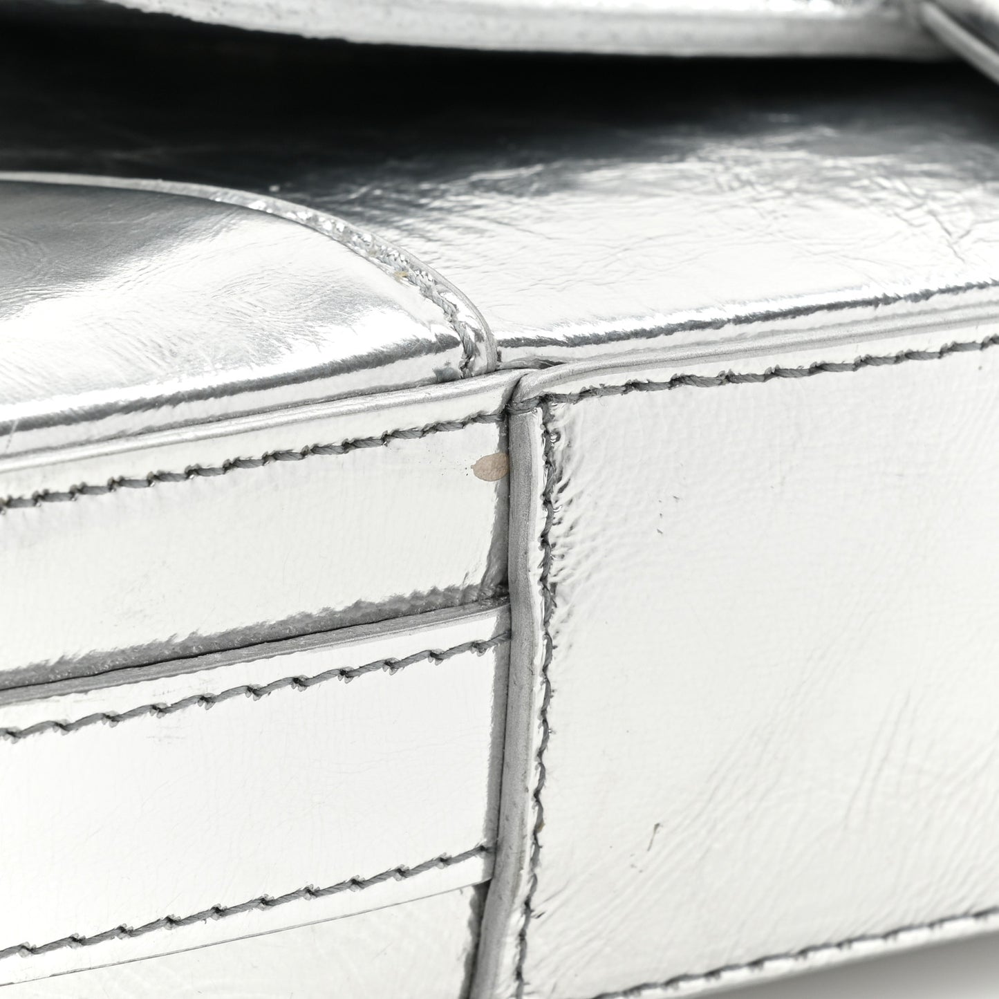 Smooth Metallic Calfskin Small Lindsay Shoulder Bag Silver