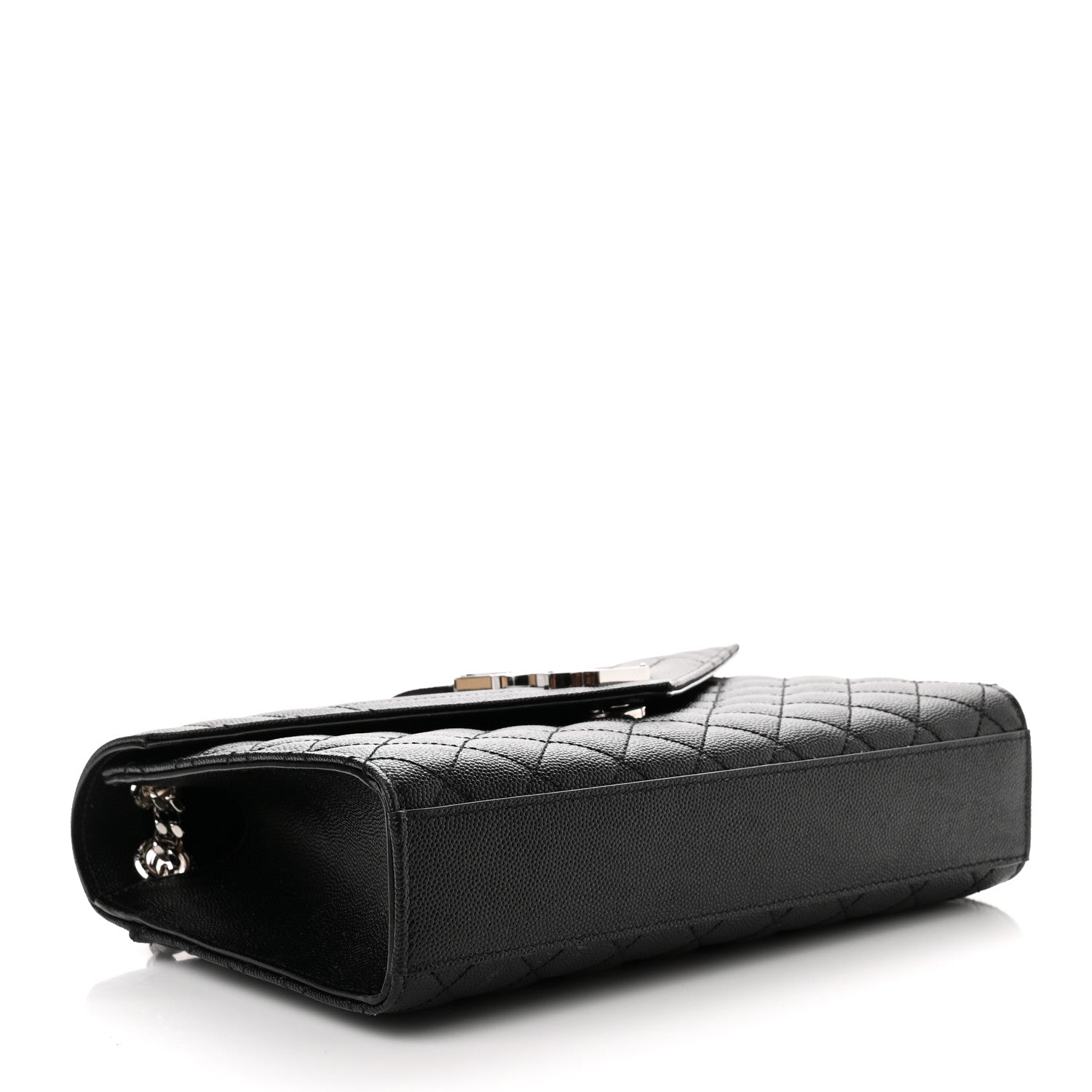 Saint Laurent Grain De Poudre Textured Mixed Matelasse Triquilt Medium Monogram Satchel Black 4 of 9