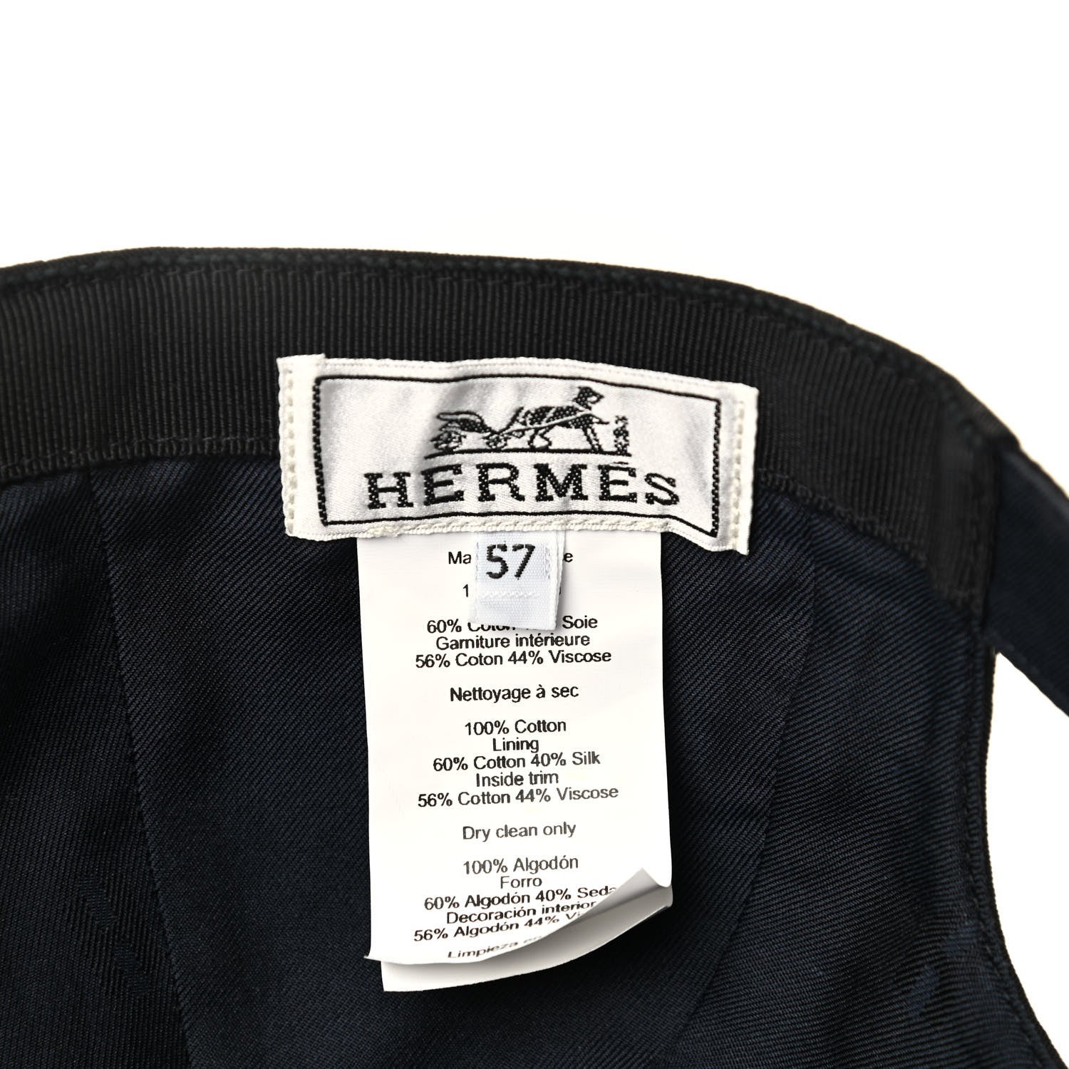 Hermes Cotton Serena Cap 57 Black 8 of 11