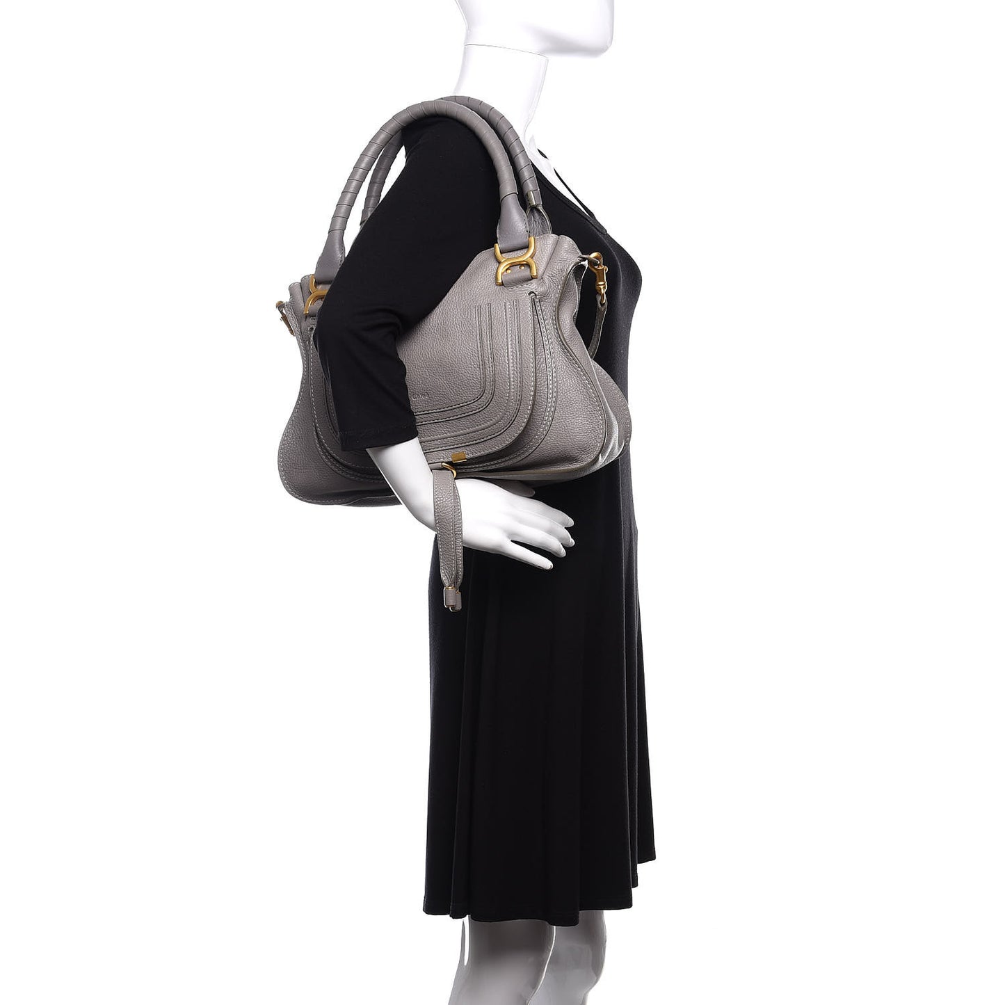 Calfskin Medium Marcie Satchel Cashmere Grey