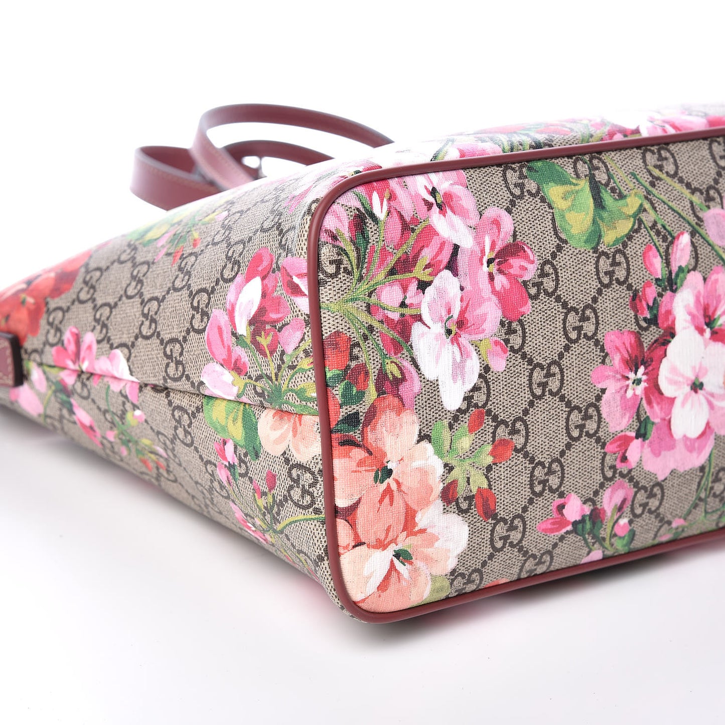 GG Supreme Monogram Blooms Medium Zippered Tote Beige Multicolor Dry Rose
