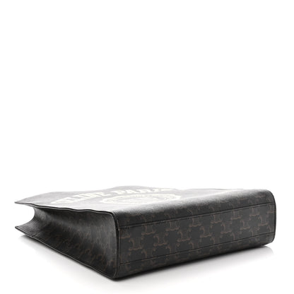 Celine Triomphe Canvas Calfskin Paris Print Small Vertical Cabas Tan 4 of 8