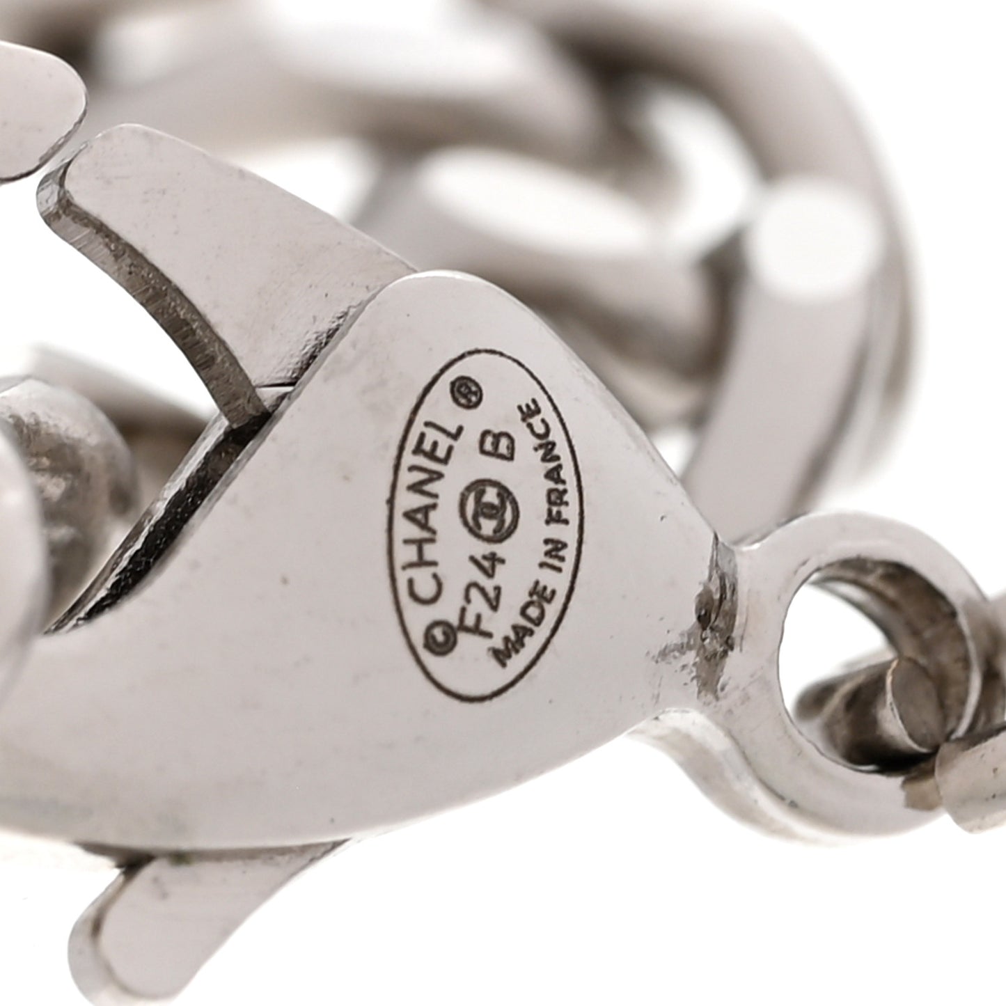 Crystal CC Link Bracelet Silver
