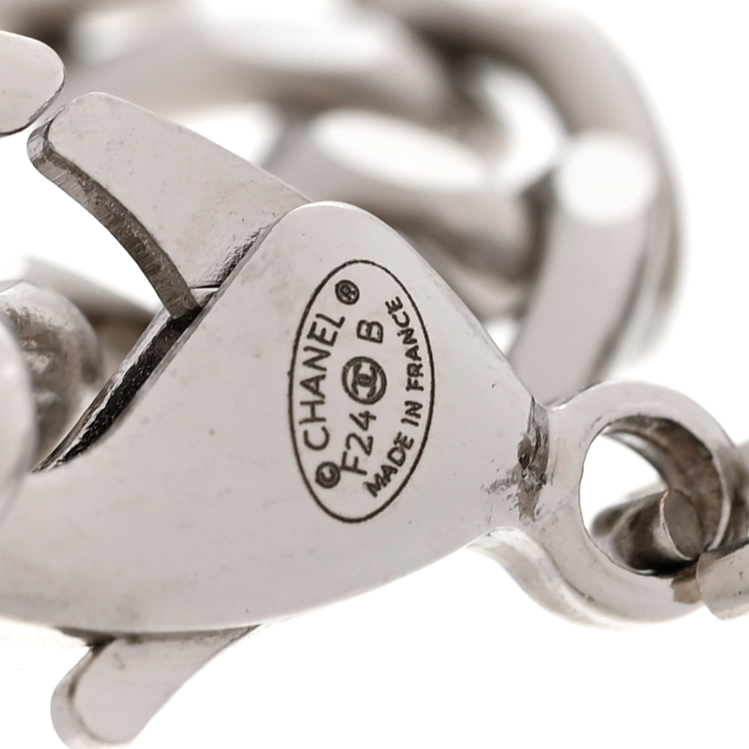 Chanel Crystal CC Link Bracelet Silver 4 of 5