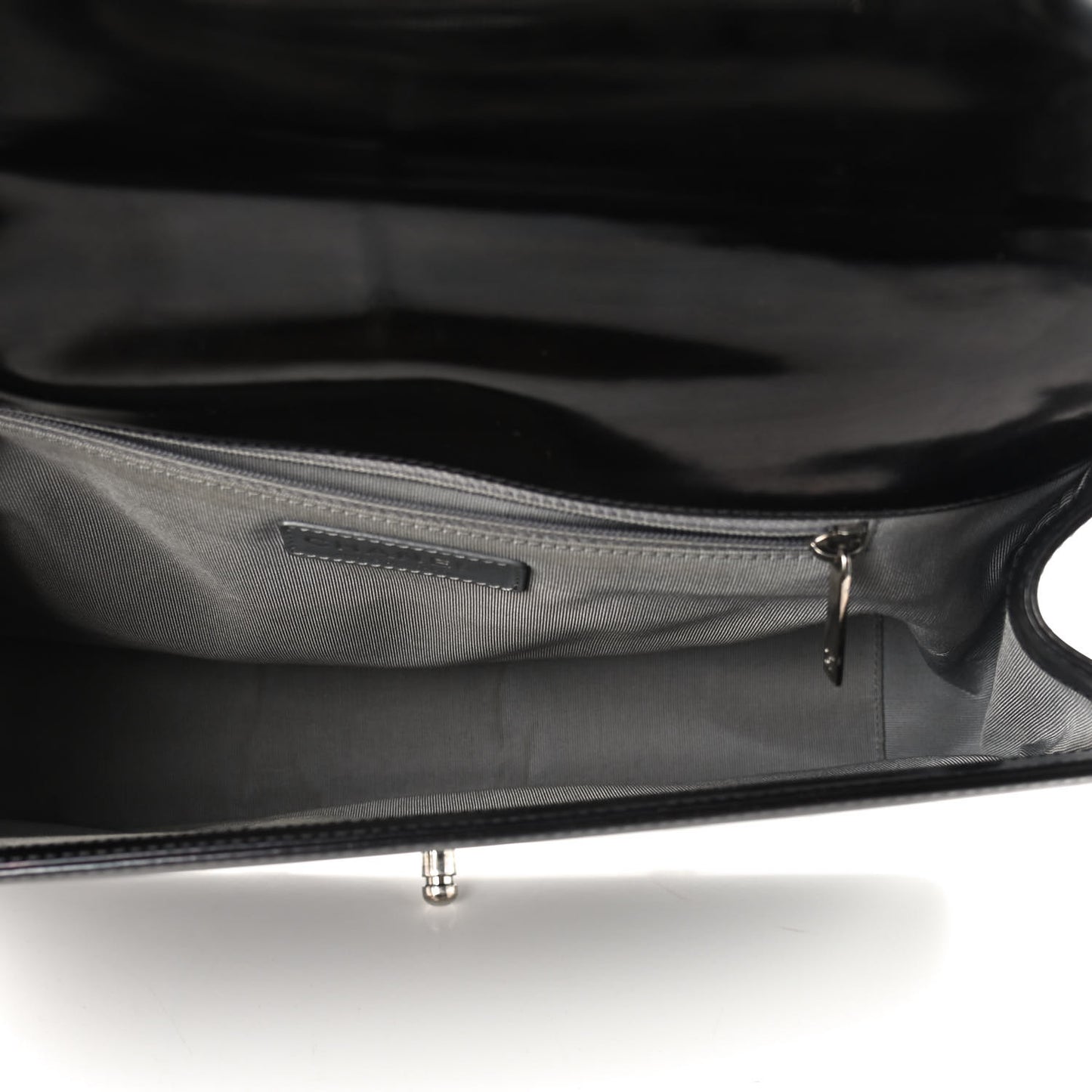 Glazed Calfskin Large Boy Flap Black