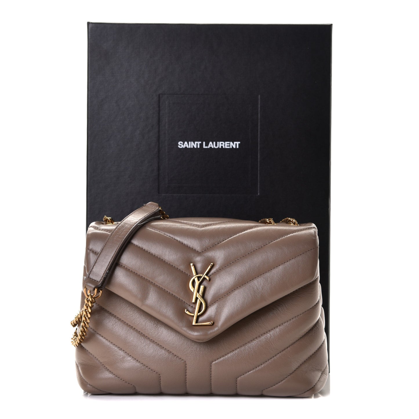 Calfskin Y Quilted Monogram Small Loulou Chain Satchel Taupe