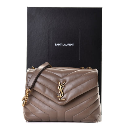Saint Laurent Calfskin Y Quilted Monogram Small Loulou Chain Satchel Taupe 14 of 14