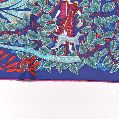 Hermes Silk La Promenade de Platon Scarf 90 Indigo Rouge Turquoise 3 of 5