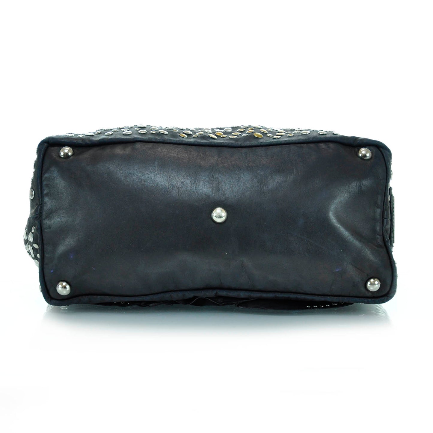 Leather Studded Petale Tote Black
